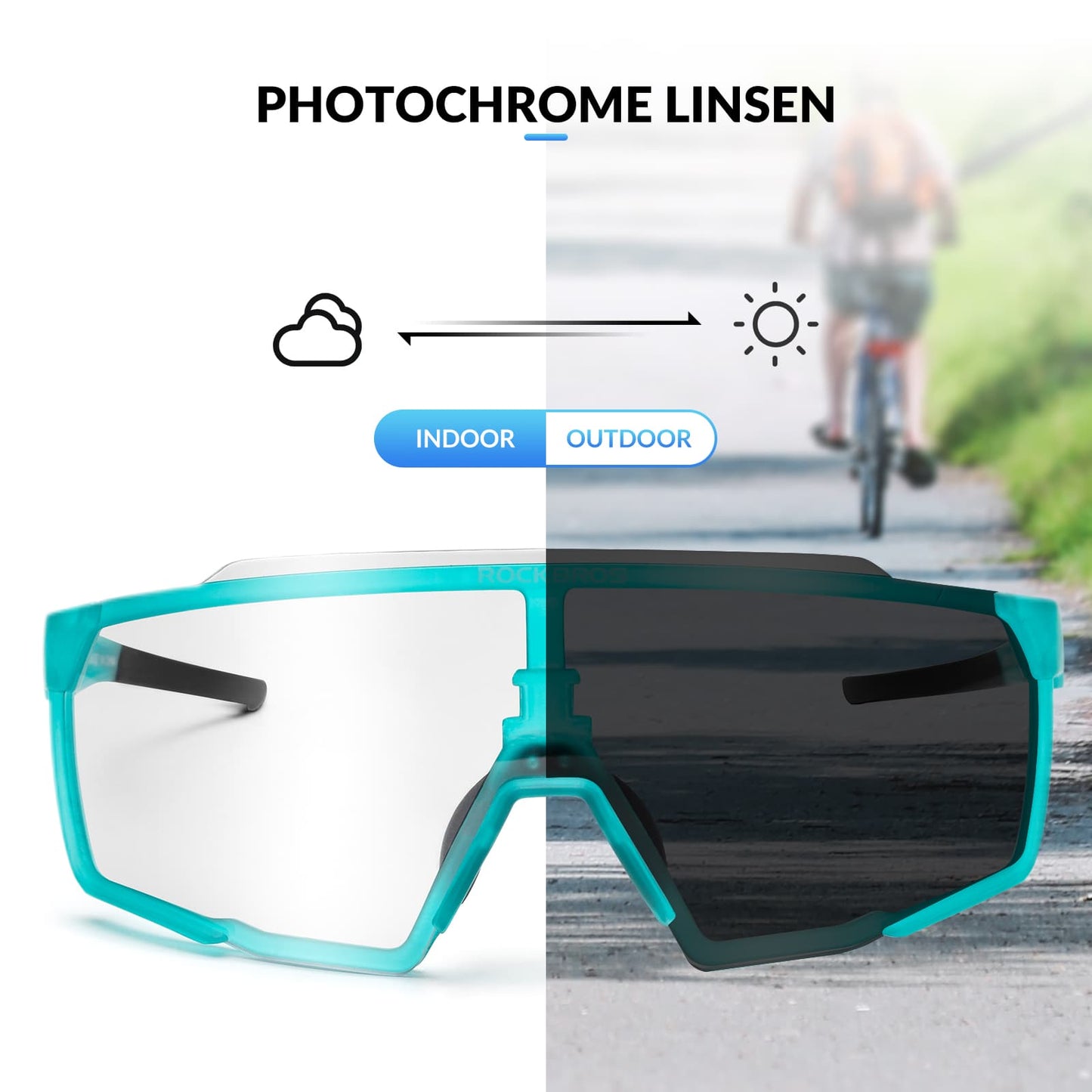 HD Photochrome Fahrradbrille für Outdoor-Aktivitäten (Blau)