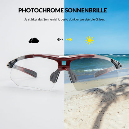 ROCKBROS Photochromic Sportbrillen Mit Austauschbarem Elastischem Stirnband
