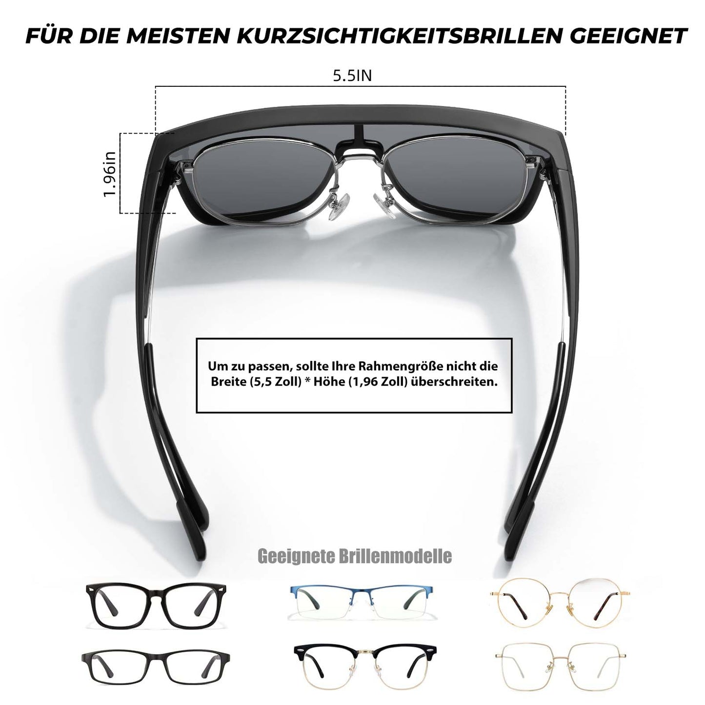 Polarisierte Unisex OTG Fahrrad-Überbrille für Kurzsichtige