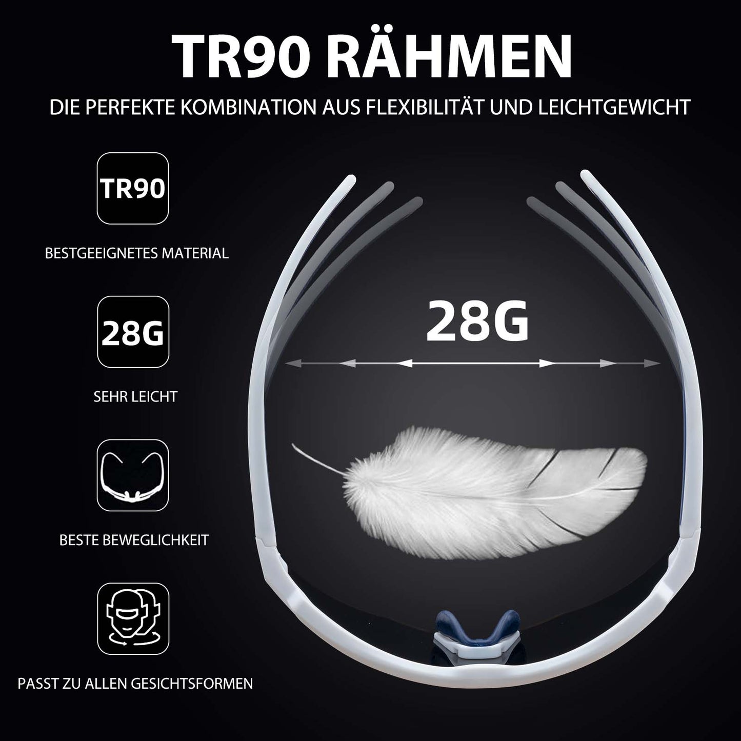 Polarisierte Fahrradbrille mit 4 Wechselgläsern