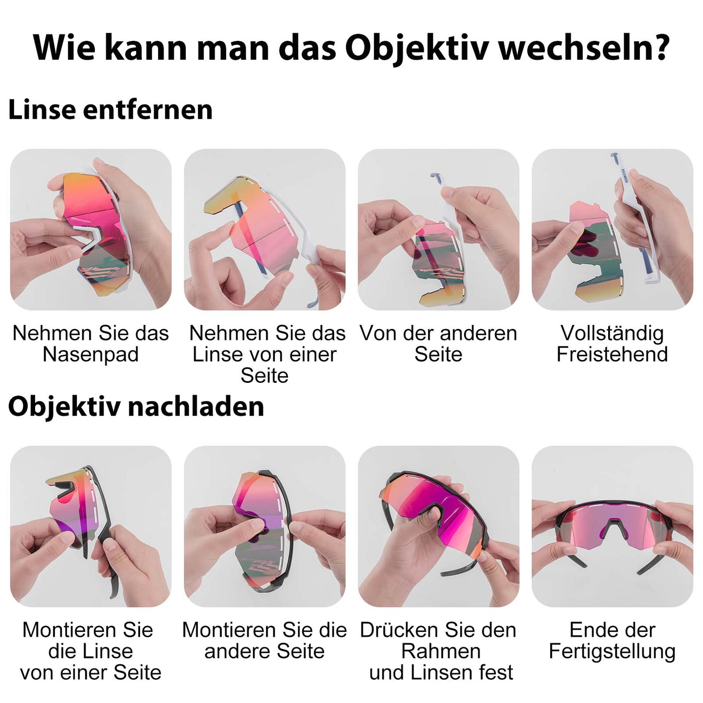 Polarisierte Fahrradbrille mit 4 Wechselgläsern