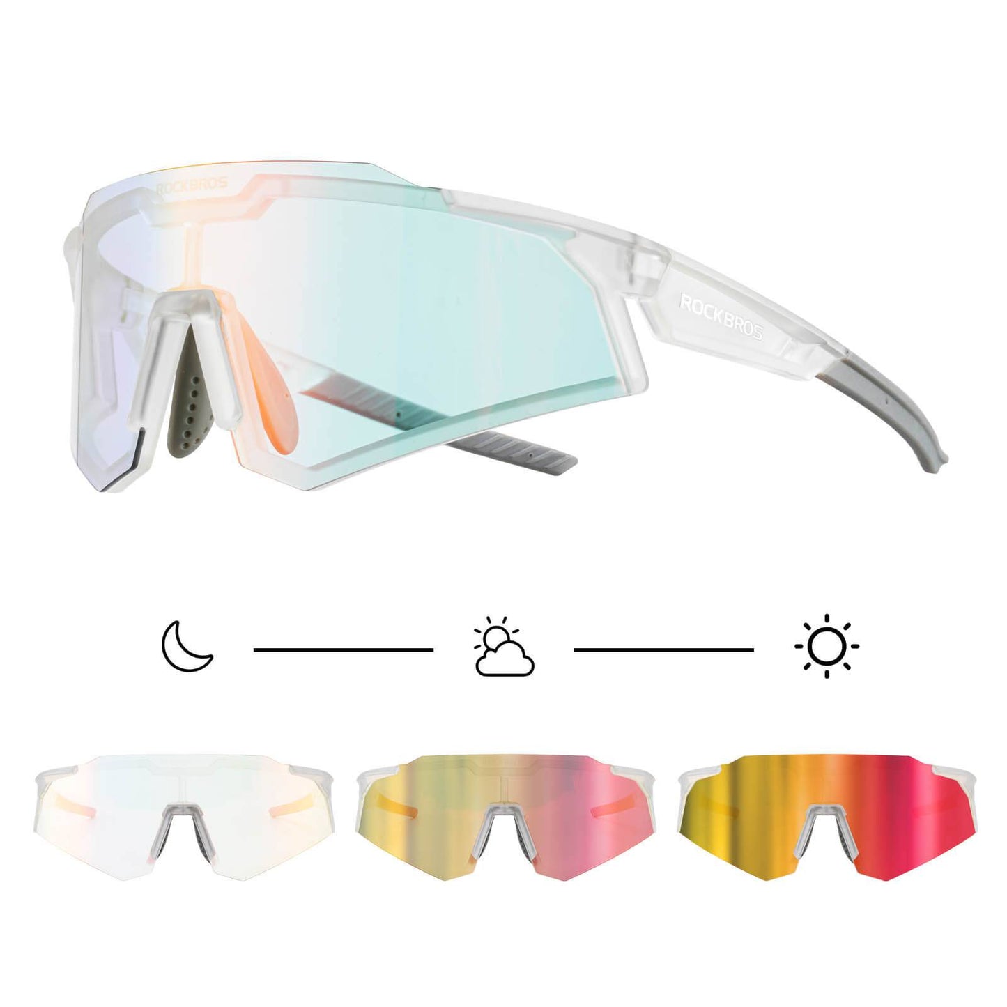 ROCKBROS Sonnenbrille Fahrradbrille Selbsttönend Outdoor UV400 Schutz