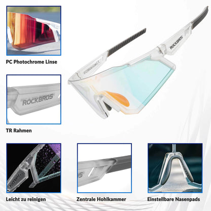 ROCKBROS Sonnenbrille Fahrradbrille Selbsttönend Outdoor UV400 Schutz