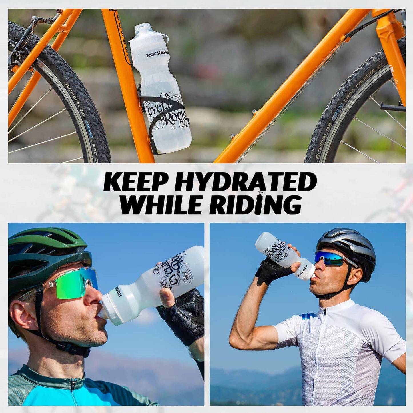 ROCKBROS Sport Trinkflasche 750ml Fahrrad Wasserflasche BPA-Frei