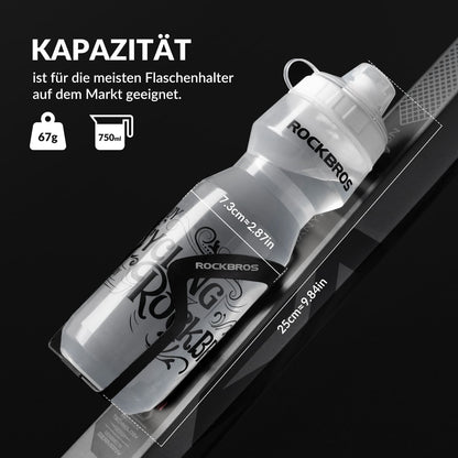 ROCKBROS Sport Trinkflasche 750ml Fahrrad Wasserflasche BPA-Frei