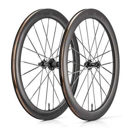 ROCKBROS T700 Carbon Laufradsatz 55mm Scheibenbremse Steckachse Laufrad Set für Rennrad Inklusive Vakuum-Reifenkissen