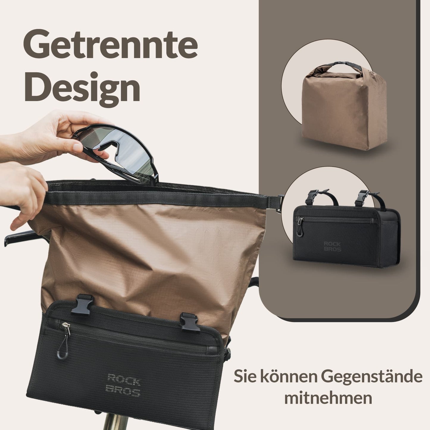 ROCKBROS Wasserdicht Lenkertasche Abnehmbar Fahrradkorb ca.5,5L