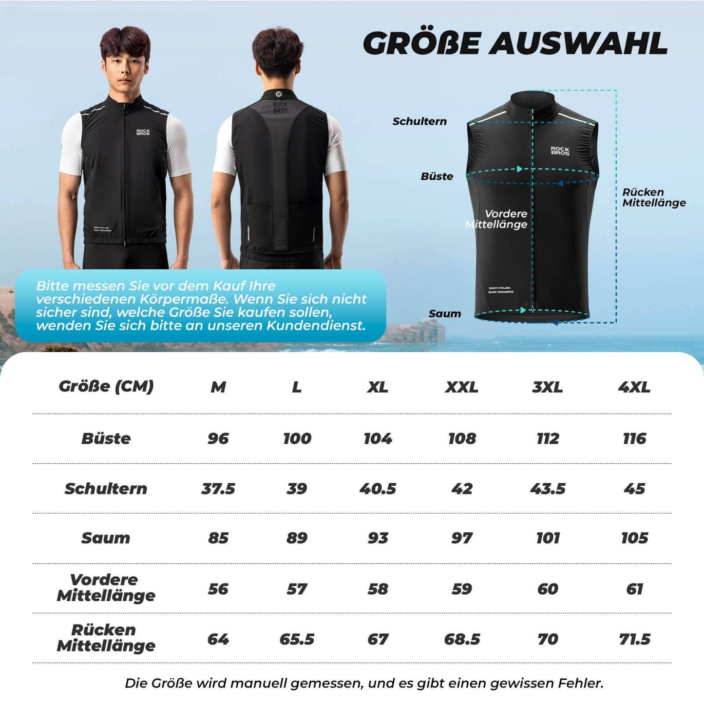 ROCKBROS Windweste Radsport Warnweste Ärmellose