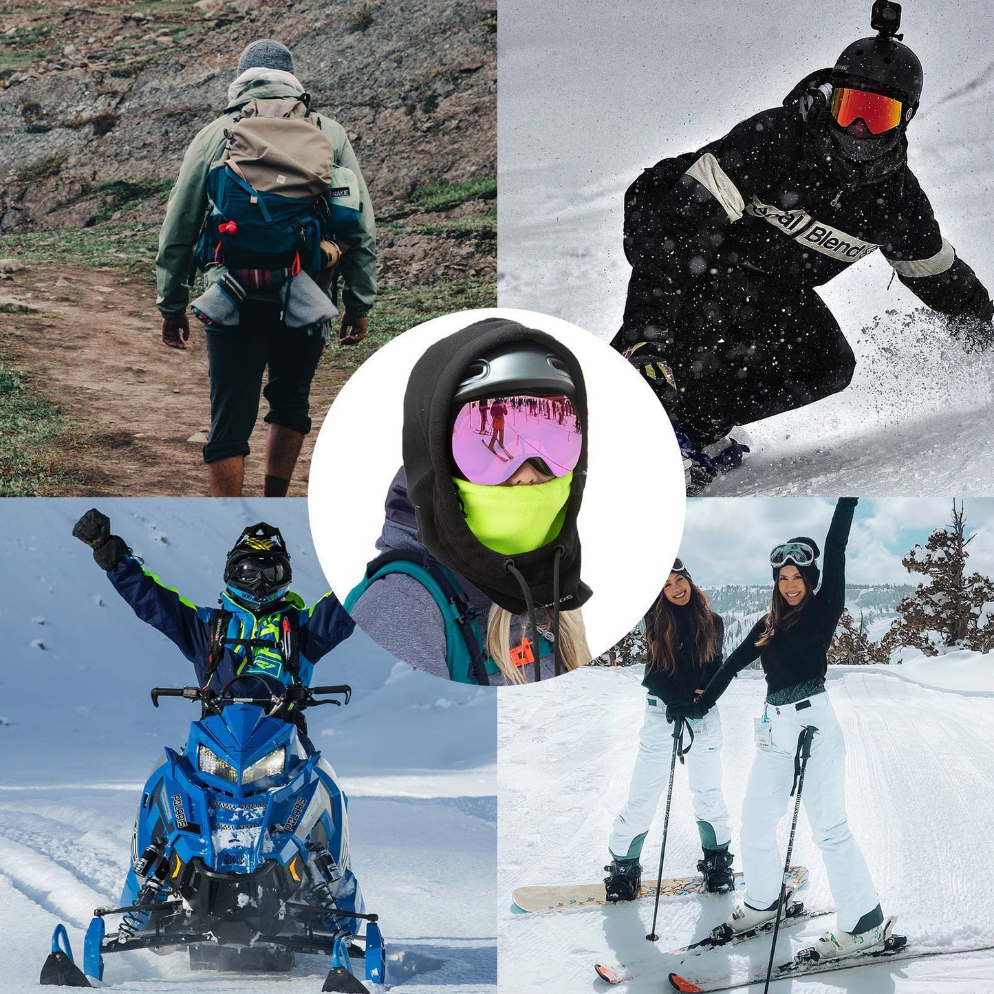 ROCKBROS Winter Skimaske Vlies Balaclava für Frauen und Männer Schwarz Grün