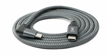 System-S USB 3.1 Gen 2 100W Kabel 100 cm Typ C Stecker zu Stecker Winkel geflochten