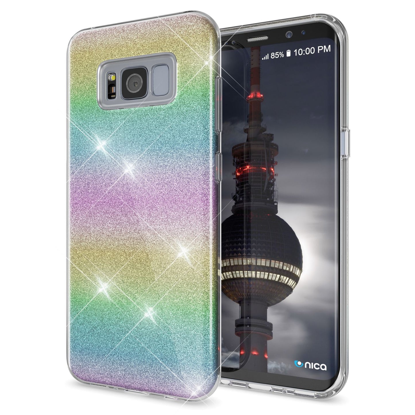 NALIA Glitzerhülle für Samsung Galaxy S8 – Funkelnder Glitzer-Look & Grip – SHINEPOP (Silikon Case) – Marke aus Berlin