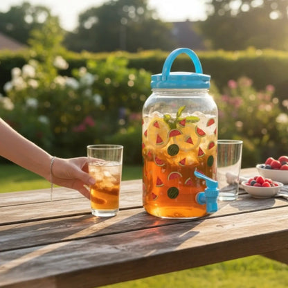 Saftspender Getränkespender mit Zapfhahn 3,75 Liter Kunststoff Wasserspender Melone