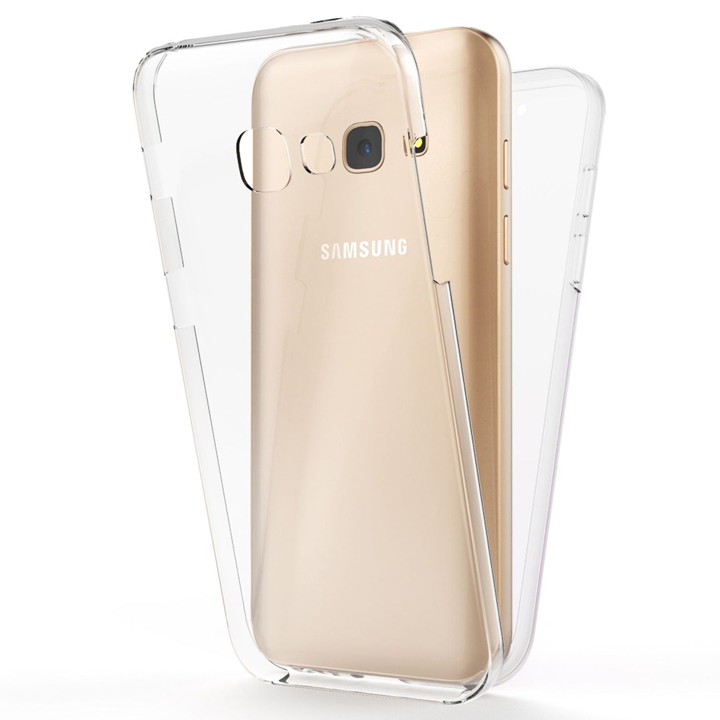 NALIA 360 Grad Handyhülle kompatibel mit Samsung Galaxy A5 2017, Full-Cover Silikon Bumper mit Displayschutz vorne Hardcase hinten, Hülle Doppel-Schutz Dünn Case Handy-Tasche