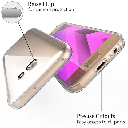 NALIA 360 Grad Handyhülle kompatibel mit Samsung Galaxy A5 2017, Full-Cover Silikon Bumper mit Displayschutz vorne Hardcase hinten, Hülle Doppel-Schutz Dünn Case Handy-Tasche