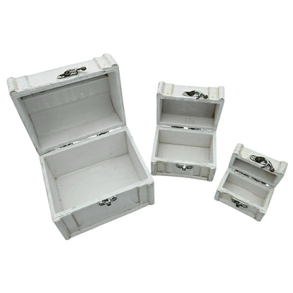 Schatzkiste Holzkiste mit Deckel Kiste weiß braun kleine Schatztruhe 3er Set
