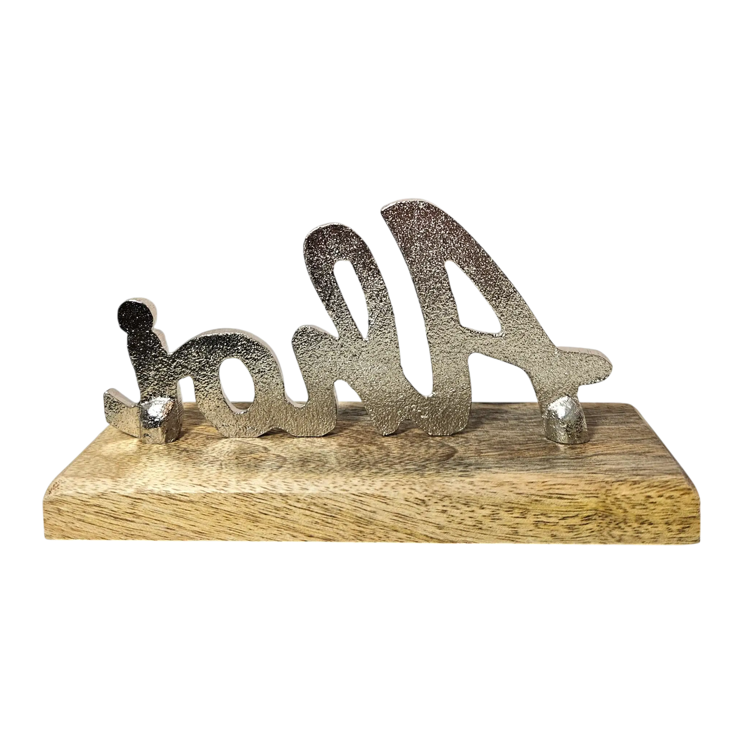 Schild Aufsteller AHOI Metall Mangoholz Maritim Dekoschild Schriftzug 17x8 cm