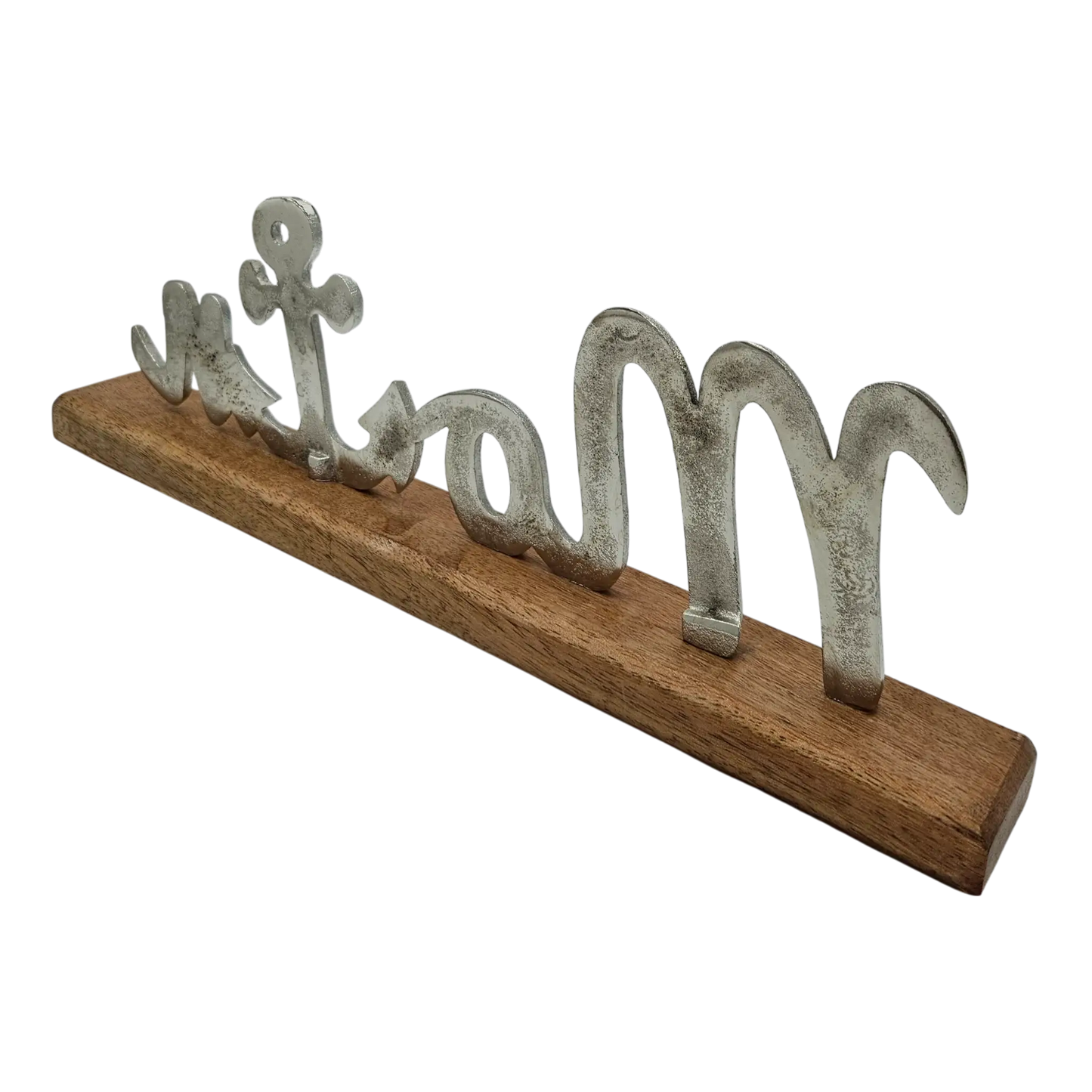 Schild Aufsteller MOIN Metall Mangoholz Maritim Dekoschild Schriftzug 40x10 cm