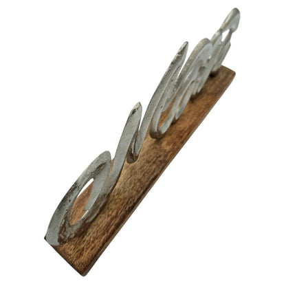 Schriftzug Moin Möwe Dekoschriftzug Mangoholz Schild Aluminium Holz Silber 33 cm