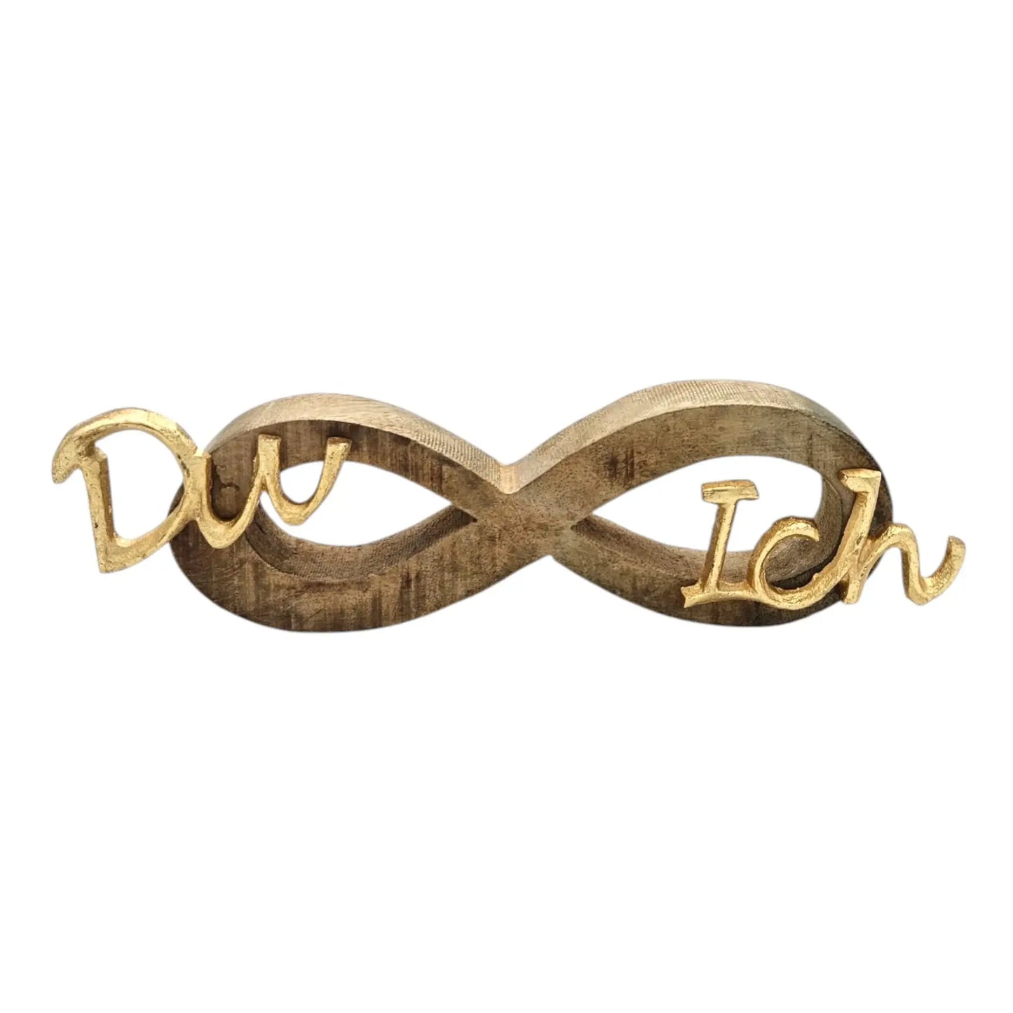 Schriftzug Schild Aufsteller Liebe Hochzeit DU & ICH Holzdeko Mango Geschenk L26 cm