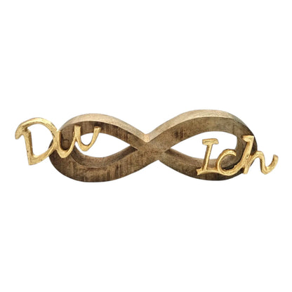 Schriftzug Schild Aufsteller Liebe Hochzeit DU & ICH Holzdeko Mango Geschenk L26 cm