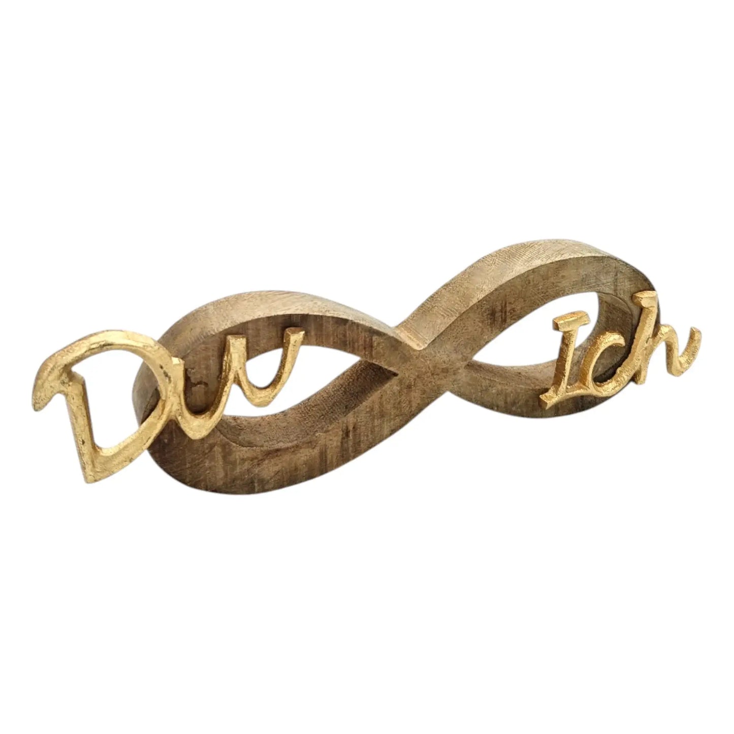 Schriftzug Schild Aufsteller Liebe Hochzeit DU & ICH Holzdeko Mango Geschenk L26 cm