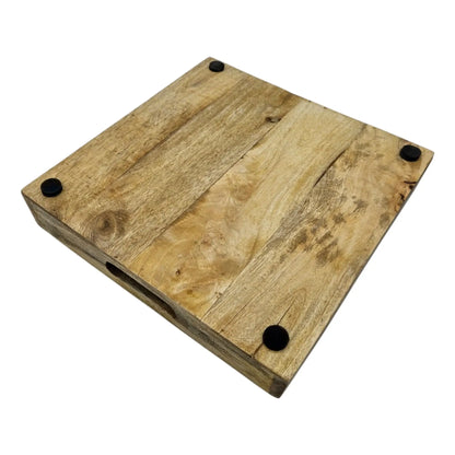 Serviertablett Dekotablett Mangoholz braun Natur Massiv Griff Schale eckig Holz