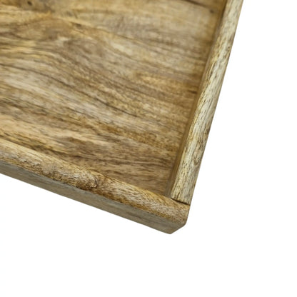 Serviertablett Dekotablett Mangoholz braun Natur Massiv Griff Schale eckig Holz