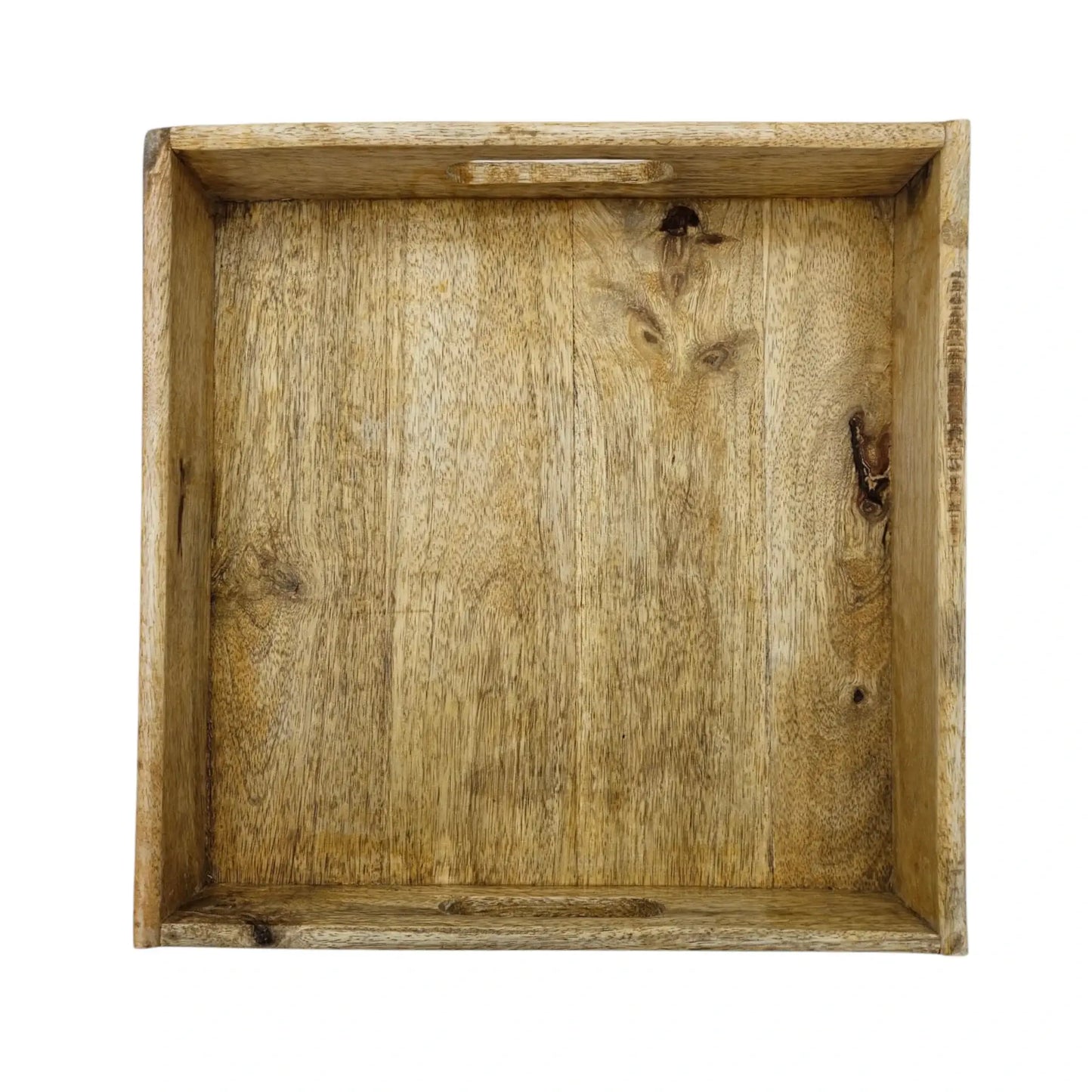 Serviertablett Dekotablett Mangoholz braun Natur Massiv Griff Schale eckig Holz