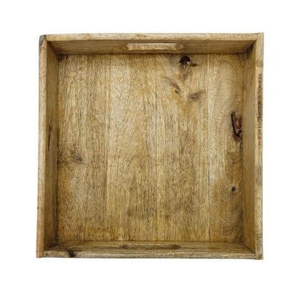 Serviertablett Dekotablett Mangoholz braun Natur Massiv Griff Schale eckig Holz