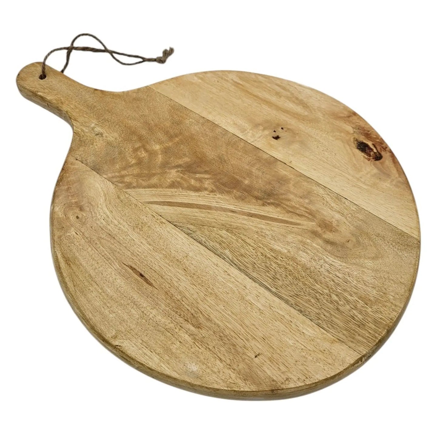 Serviertablett rund mit Griff Mangoholz 30 cm Dekotablett Schneidebrett