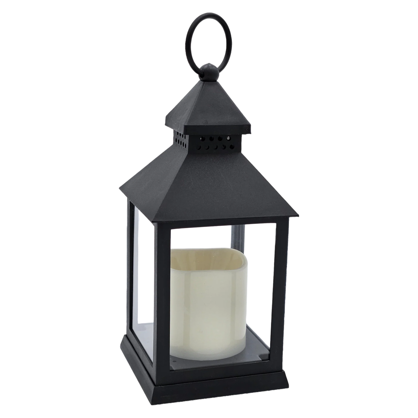 Laterne LED mit Timer batteriebetrieben flackerndes Licht Windlicht schwarz Deko