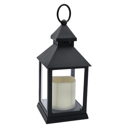 Laterne LED mit Timer batteriebetrieben flackerndes Licht Windlicht schwarz Deko