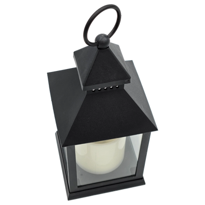 Laterne LED mit Timer batteriebetrieben flackerndes Licht Windlicht schwarz Deko