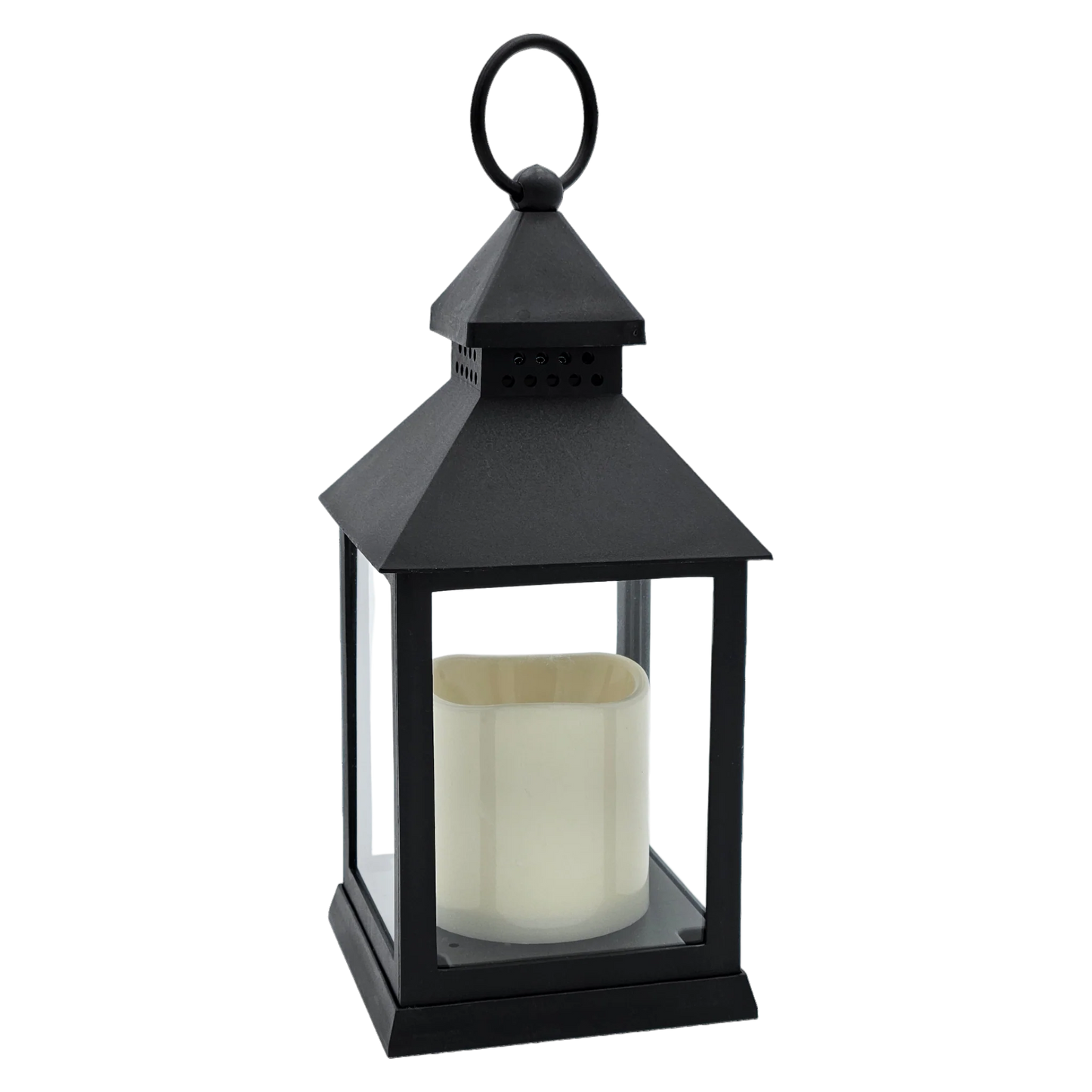 Laterne LED mit Timer batteriebetrieben flackerndes Licht Windlicht schwarz Deko