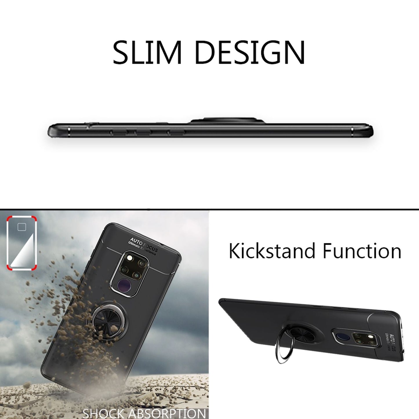 NALIA Ringhülle für Huawei Mate 20X – Ring-Ständer 360° & für Magnet-Halter – GRIP360 (Mattiertes Silikon Case) – Marke aus Berlin