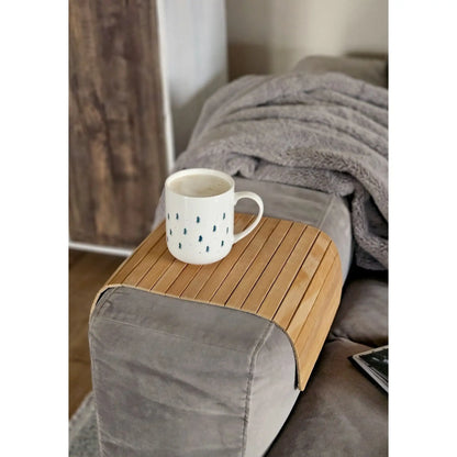Sofatablett flexibel Bambustablett Bambus Natur anthrazit Armlehnen Schoner