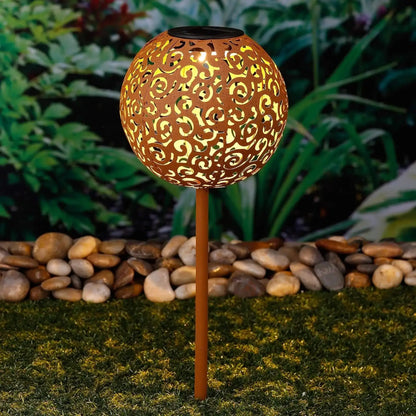 Solarleuchte Gartenstecker Rost 53 cm LED Lampe Solarkugel Gartenbeleuchtung