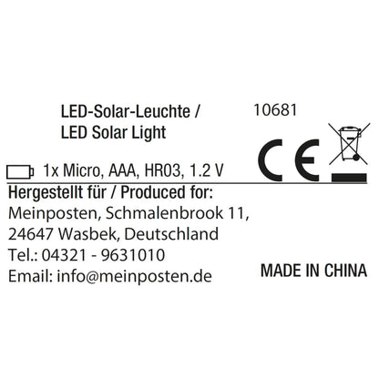 Solarleuchte MALI Solarlampe warmweiß Garten Balkon Laterne