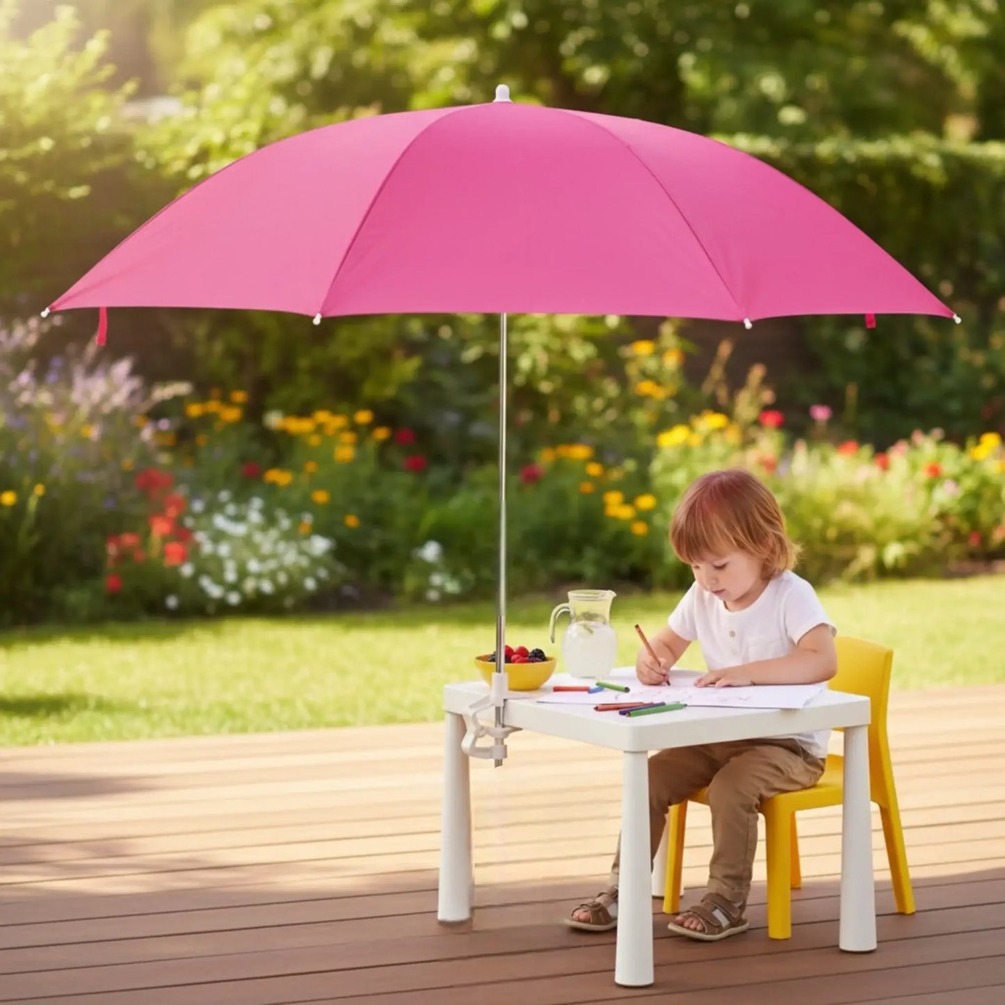 Sonnenschirm Buggy Kinderwagen Sonnenliege Sonnenschutz UV 50+ Pink Blau 100 cm