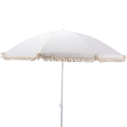 Sonnenschirm Strandschirm Balkon Gartenschirm creme Fransen Boho chic UV30+ 155cm