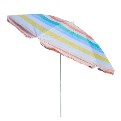 Sonnenschirm Strandschirm Balkonschirm UV Schutz 30+ gestreift 155 cm bunt