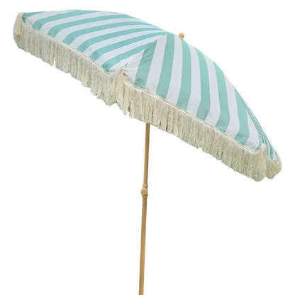 Sonnenschirm Strandschirm Schirm gestreift mit Fransen maritim UV Schutz Ø 180cm