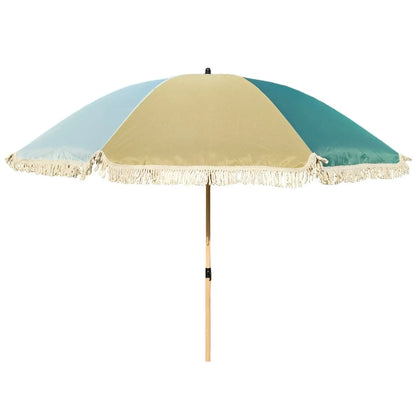 Sonnenschirm Strandschirm Schirm UV Schutz Fransen BLAU GRÜN knickbar Ø 170 cm