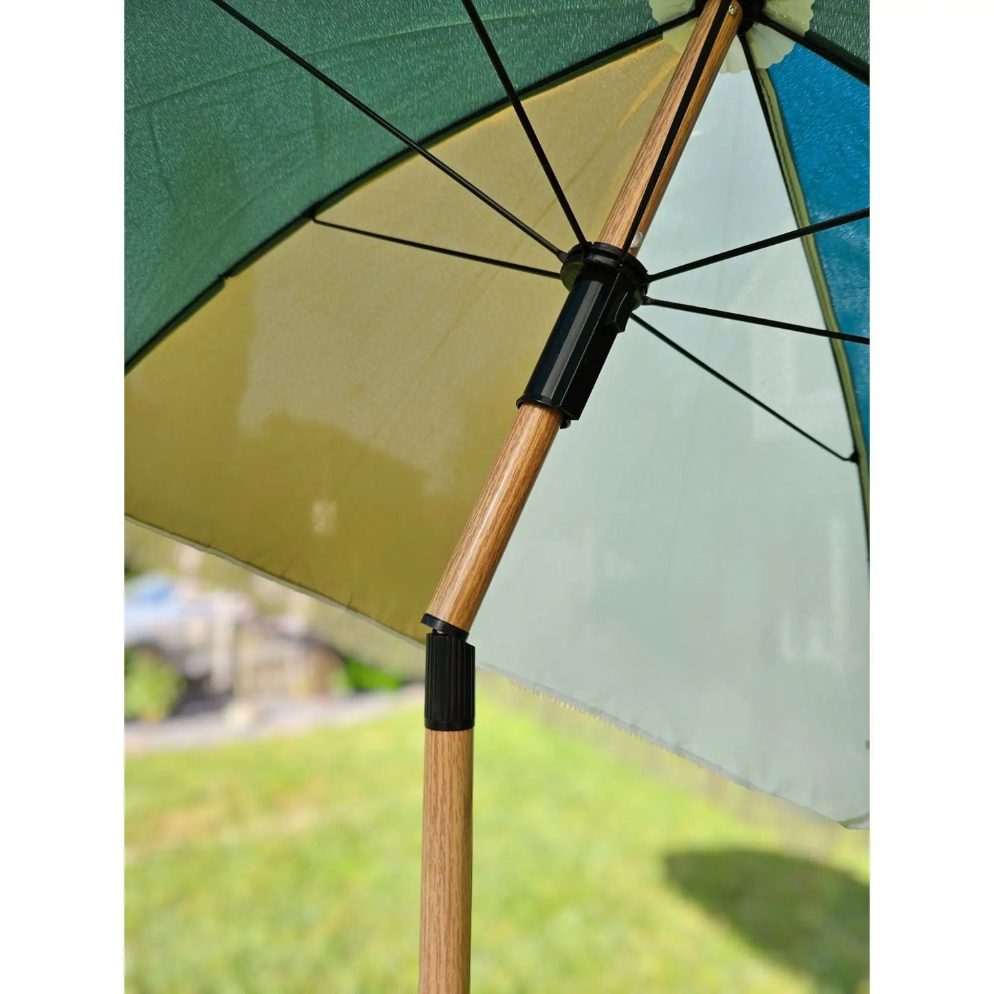 Sonnenschirm Strandschirm Schirm UV Schutz Fransen BLAU GRÜN knickbar Ø 170 cm