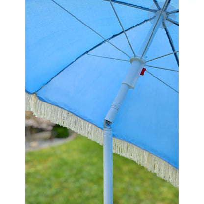 Sonnenschirm Strandschirm Schirm UV Schutz mit Fransen Tasche knickbar Ø 150 cm
