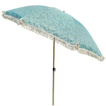 Sonnenschirm Strandschirm Schirm UV Schutz mit Tasche Fransen Grün Ø 170 cm