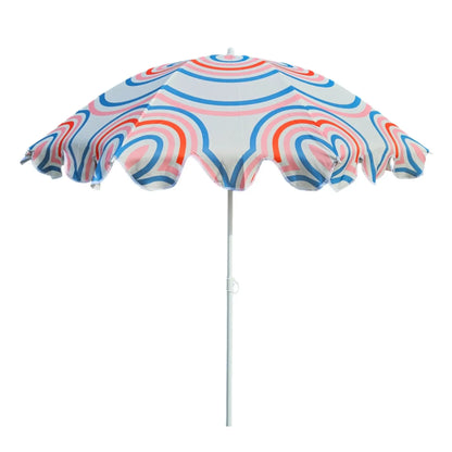 Sonnenschirm Strandschirm UV 30+ Balkonschirm grün blau Kreise Streifen
