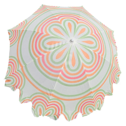 Sonnenschirm Strandschirm UV 30+ Balkonschirm grün blau Kreise Streifen