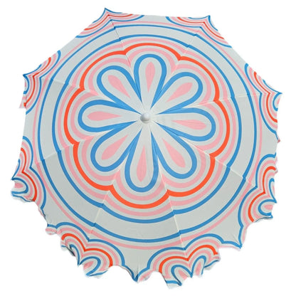 Sonnenschirm Strandschirm UV 30+ Balkonschirm grün blau Kreise Streifen