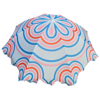 Sonnenschirm Strandschirm UV 30+ Balkonschirm grün blau Kreise Streifen
